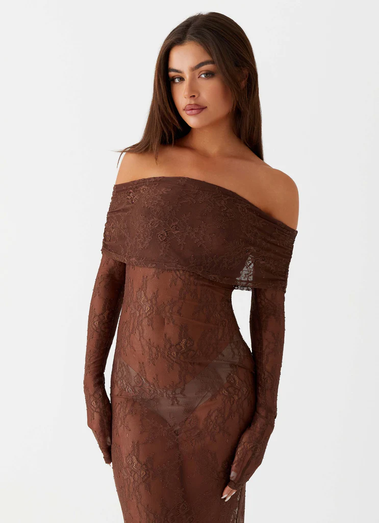 Nadia Lace Maxi Dress - Chocolate