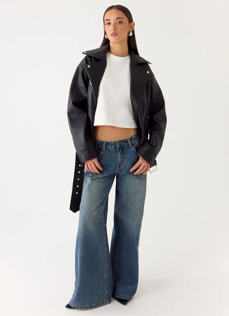 Ethan PU Biker Jacker – Black Ethan PU Biker Jacker - Black