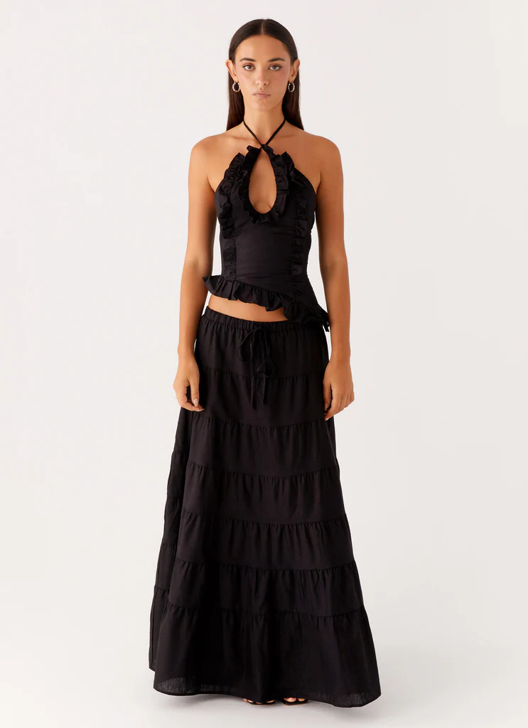 Mariella Linen Top - Black