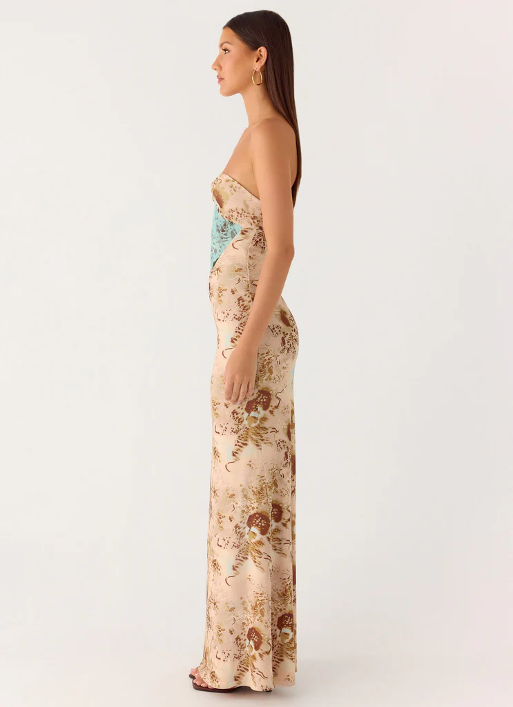 React Strapless Maxi Dress - Desert Blur