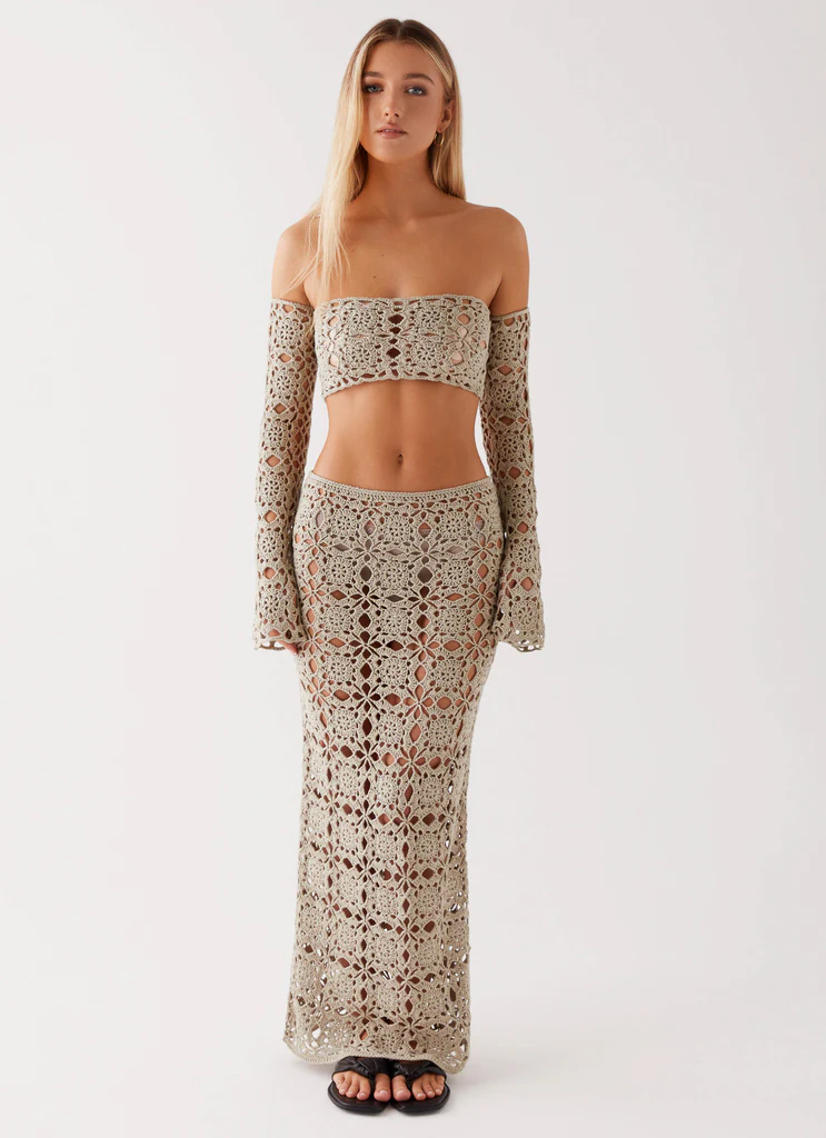 Sorrentino Crochet Maxi Skirt – Sage Sorrentino Crochet Maxi Skirt - Sage