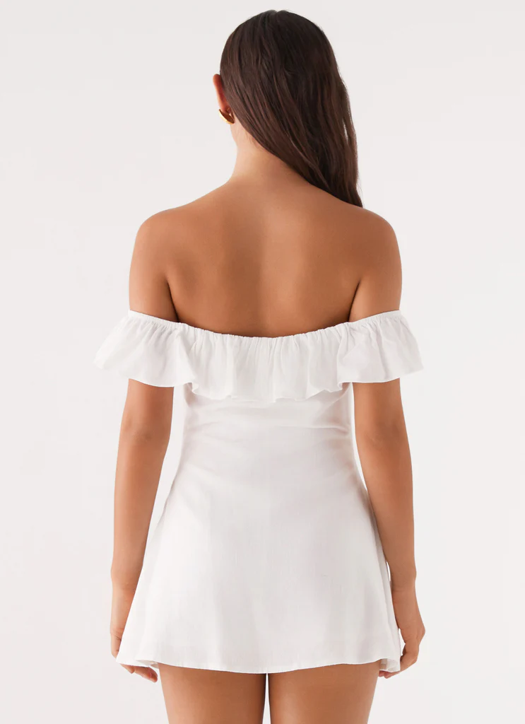 Texas Sun Linen Mini Dress – White Texas Sun Linen Mini Dress - White