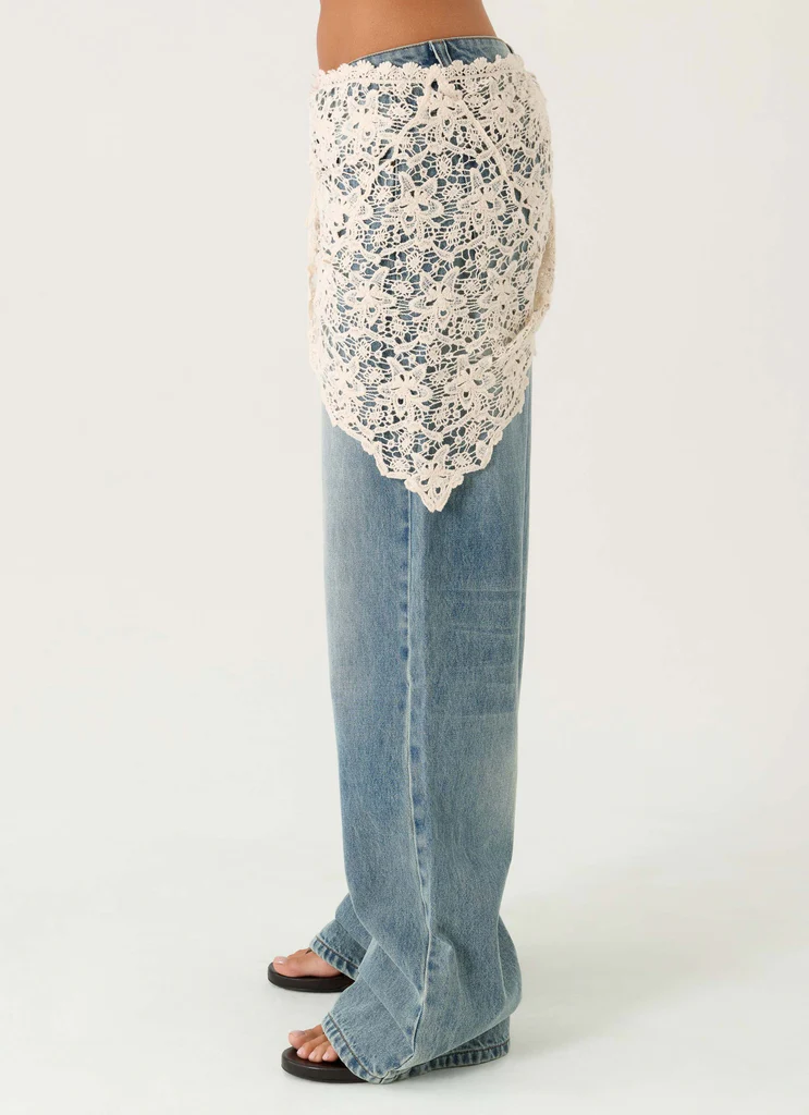 Elaris Scarf Low Rise Denim Jeans - True Denim