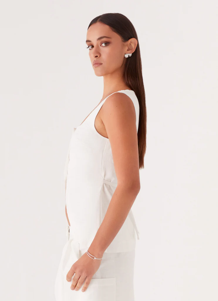 Mayzie Linen Vest – White Mayzie Linen Vest - White