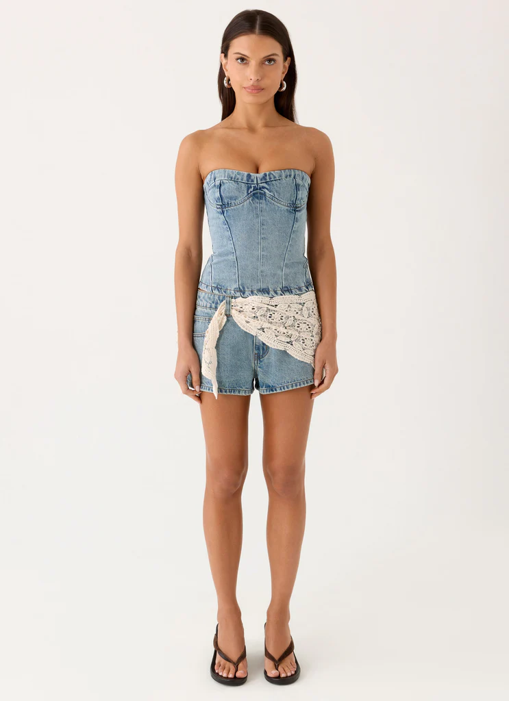 Vianna Denim Bustier Top - True Denim