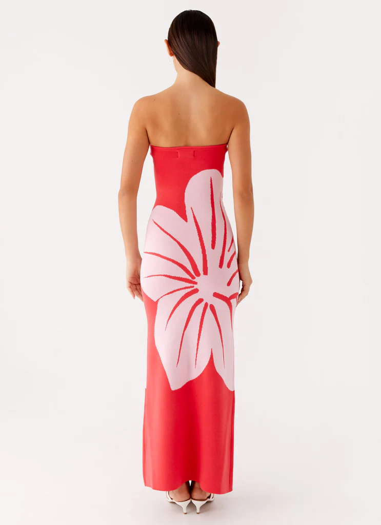 Jala Strapless Knit Maxi Dress - Red Floral