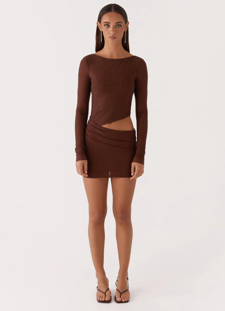 Catch The Night Sequin Mini Dress - Chocolate