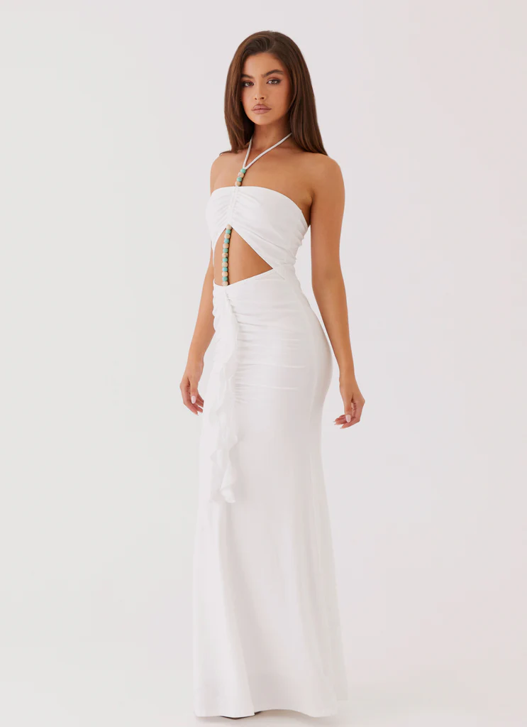 Serina Ruffle Maxi Dress – White Serina Ruffle Maxi Dress - White