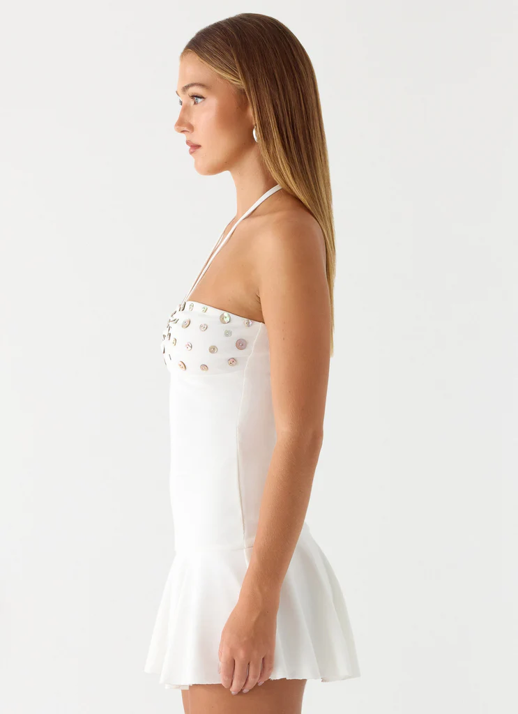 Sabelle Halter Mini Dress – White Sabelle Halter Mini Dress - White