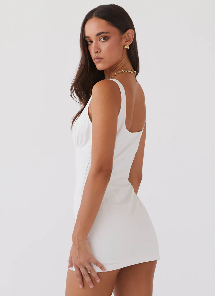Casey Lace Up Mini Dress - White
