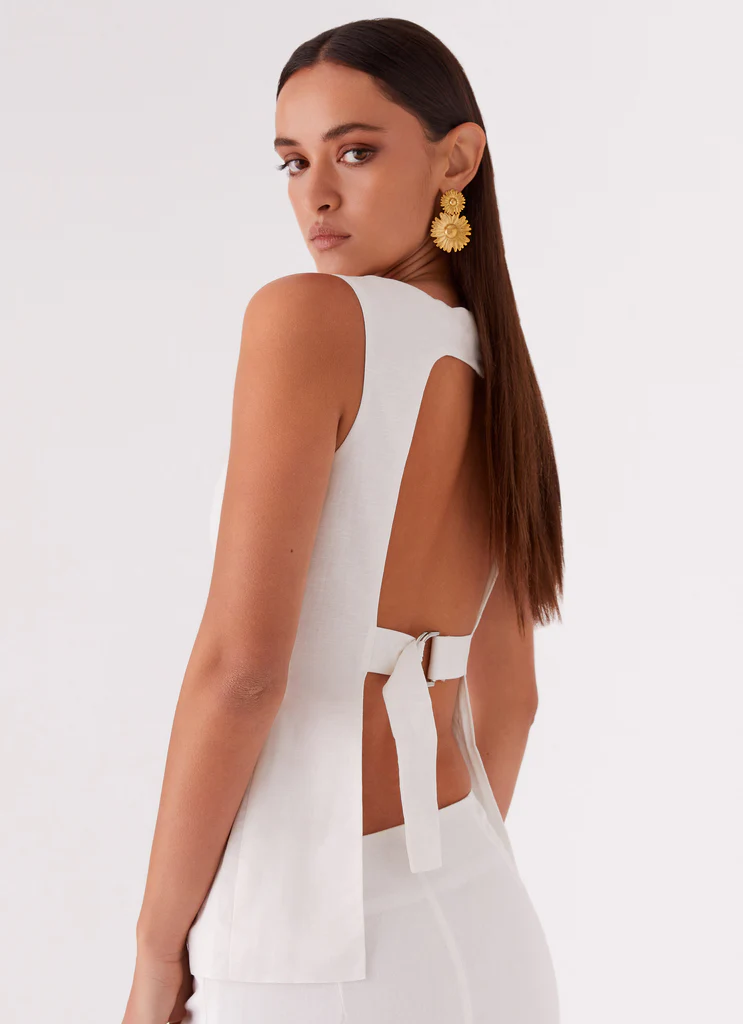 Mooney Linen Top – White Mooney Linen Top - White