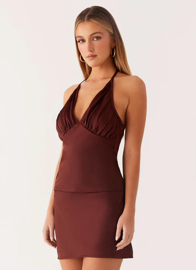 Mabel Halter Top - Chocolate