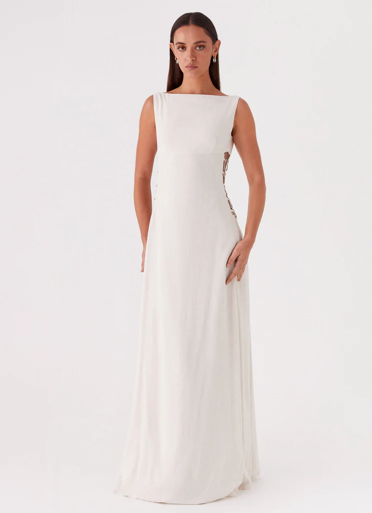 Catherine Linen Maxi Dress - Oatmeal