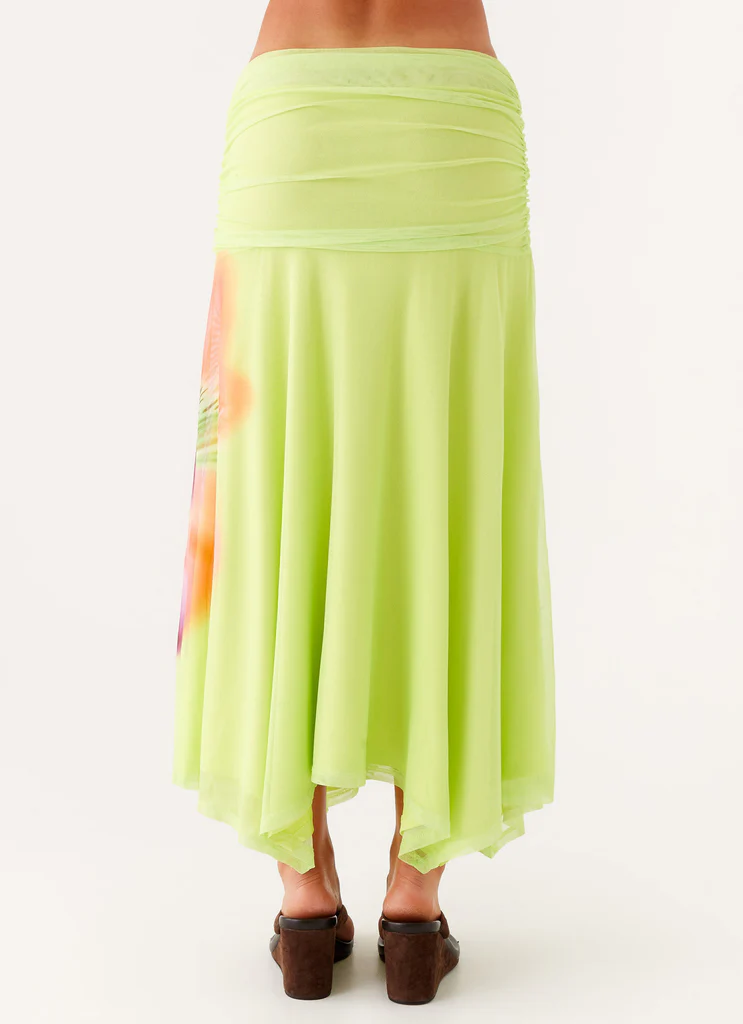 Liana Ruched Maxi Skirt – Green Tropical Liana Ruched Maxi Skirt - Green Tropical