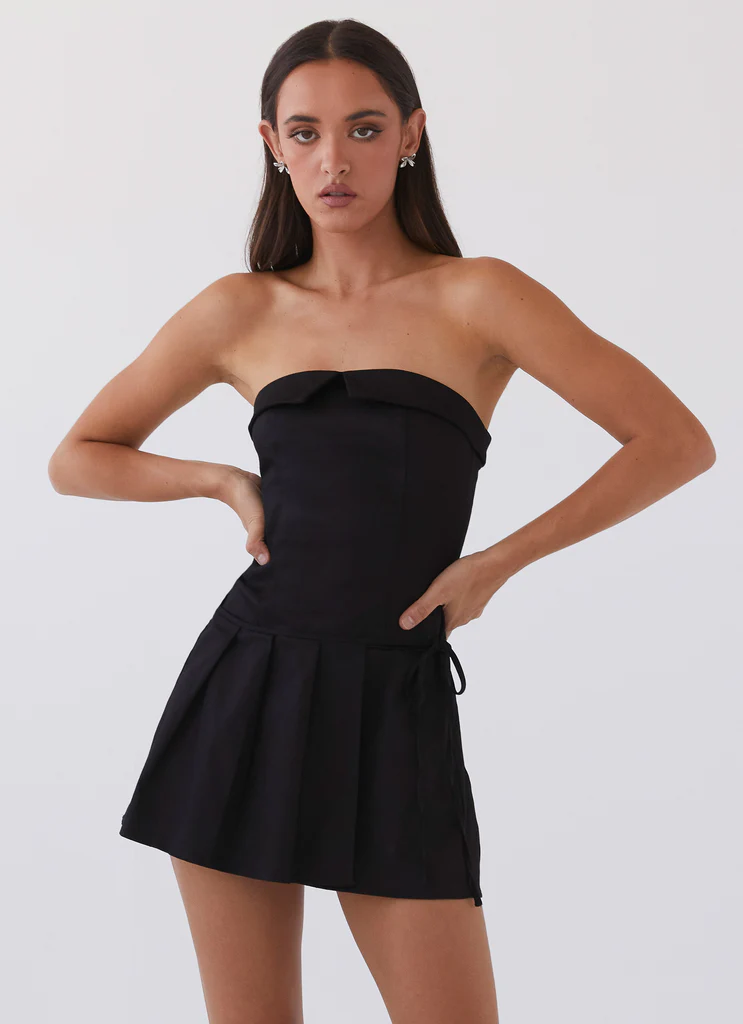 Calling The Shots Mini Dress – Black Calling The Shots Mini Dress - Black