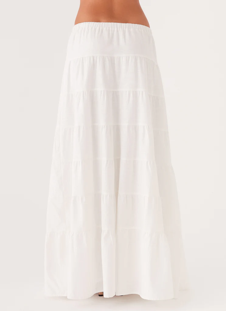 Mariella Linen Maxi Skirt – White Mariella Linen Maxi Skirt - White