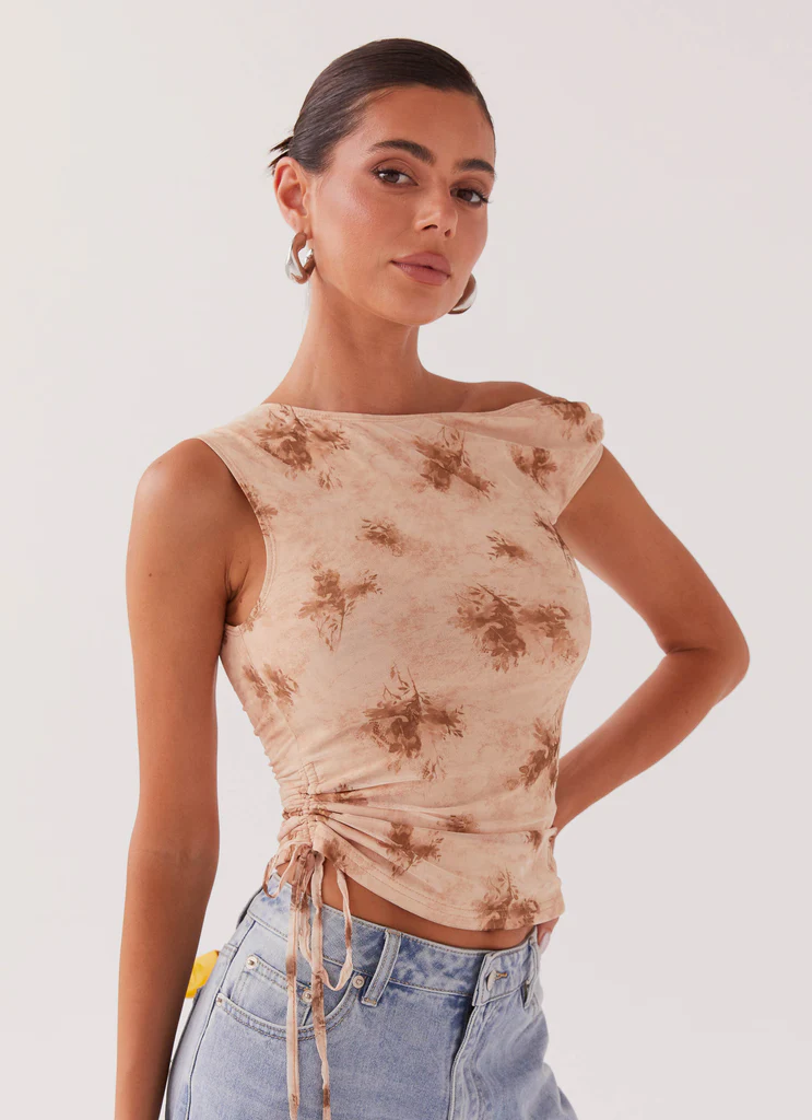 Til Sunrise Off The Shoulder Top – Taupe Smoke Til Sunrise Off The Shoulder Top - Taupe Smoke