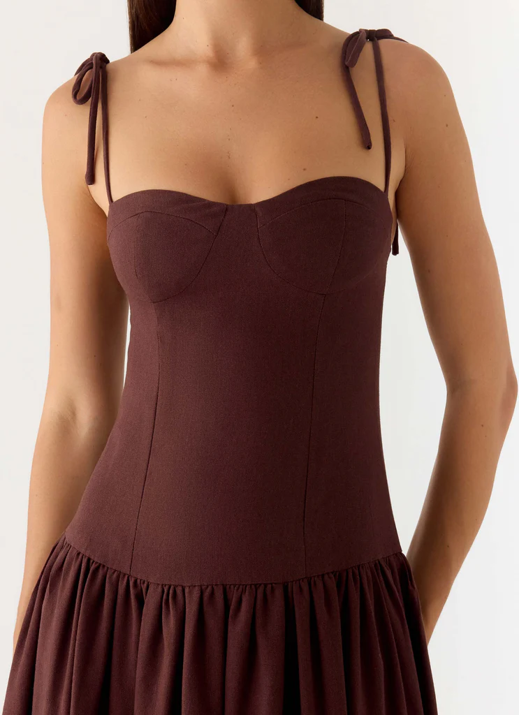 Giovanna Linen Maxi Dress - Chocolate Drizzle