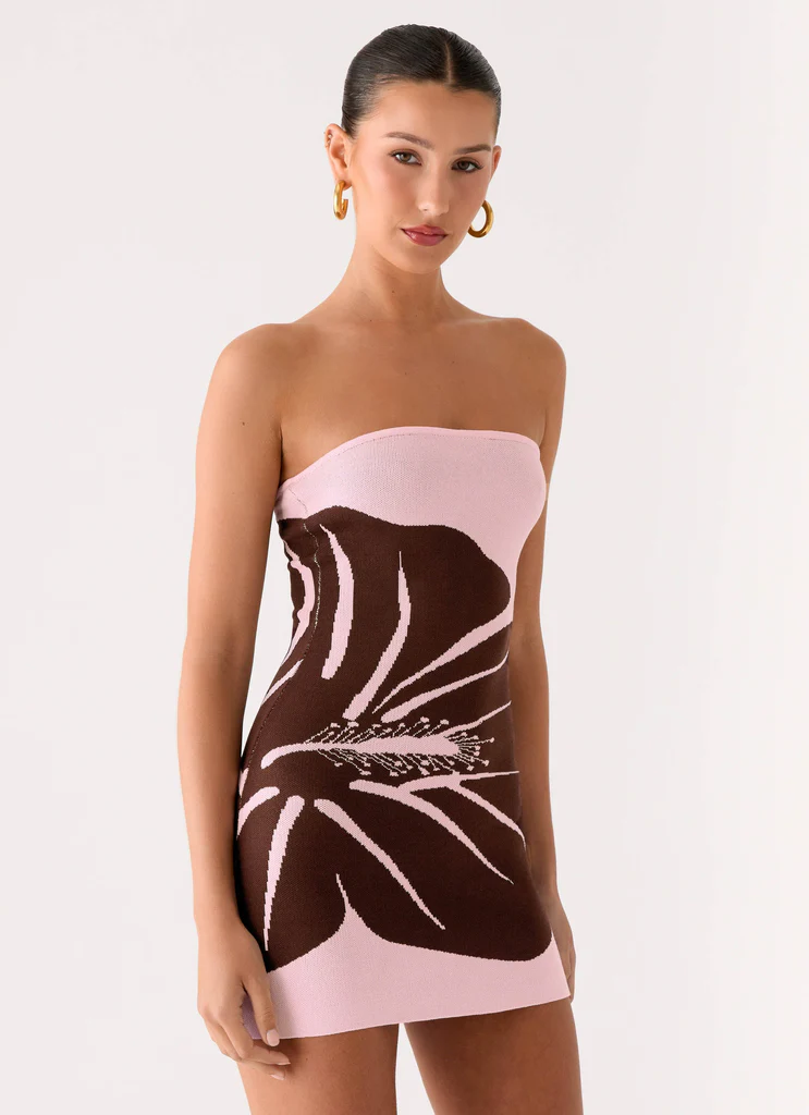 Kader Strapless Knit Mini Dress - Espresso Meadow