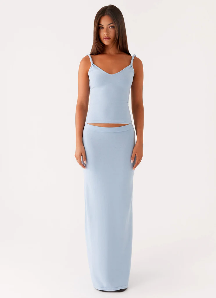 Anastasia Knit Maxi Skirt - Blue