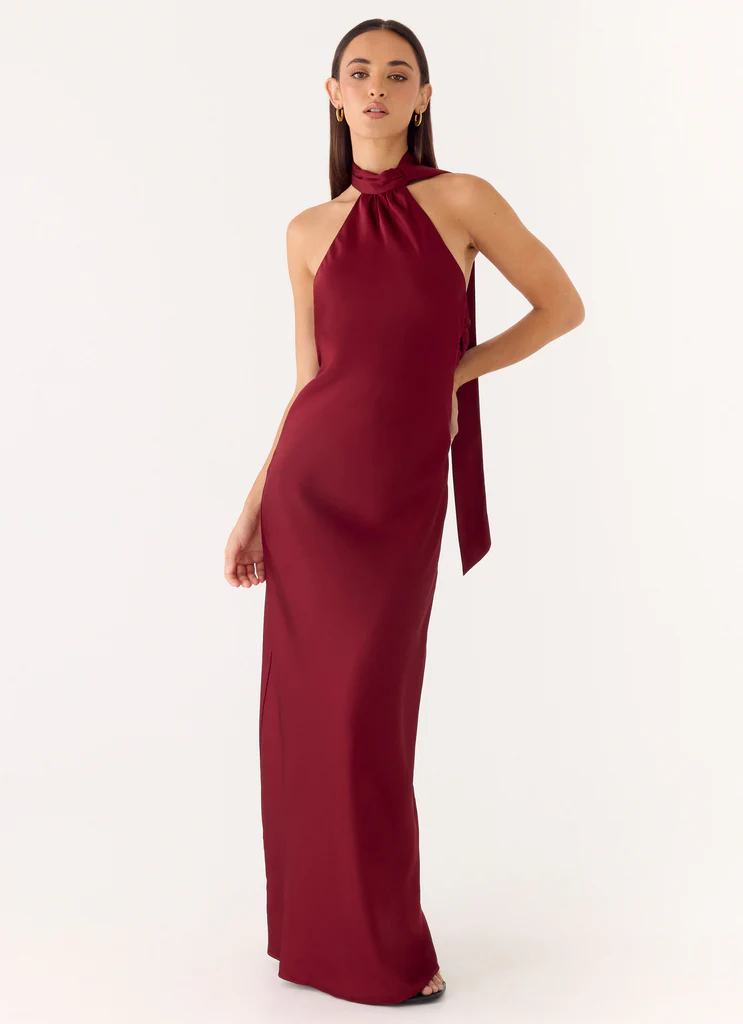Keena Scarf Maxi Dress - Merlot