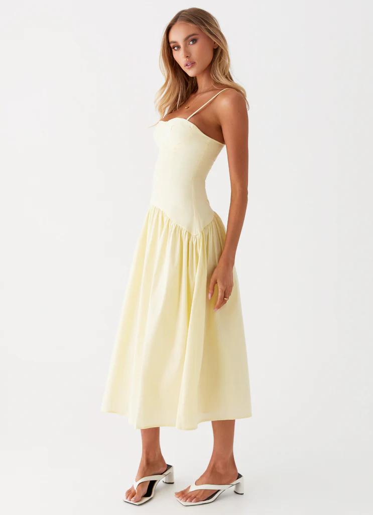 Yvette Corset Midi Dress - Yellow