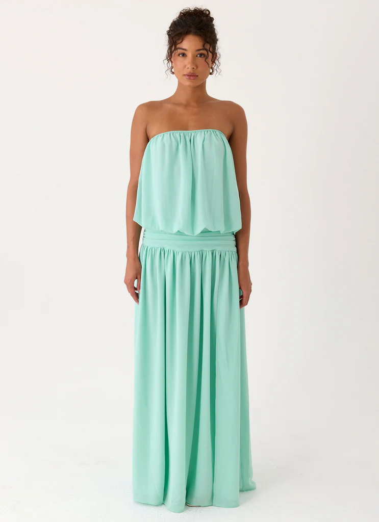 Lioras Strapless Maxi Dress - Aqua